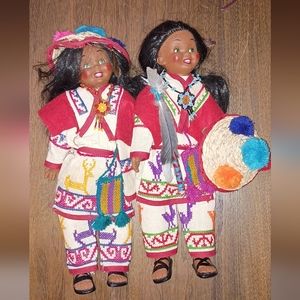 Vintage Mexican Native Dolls (2) - 13"